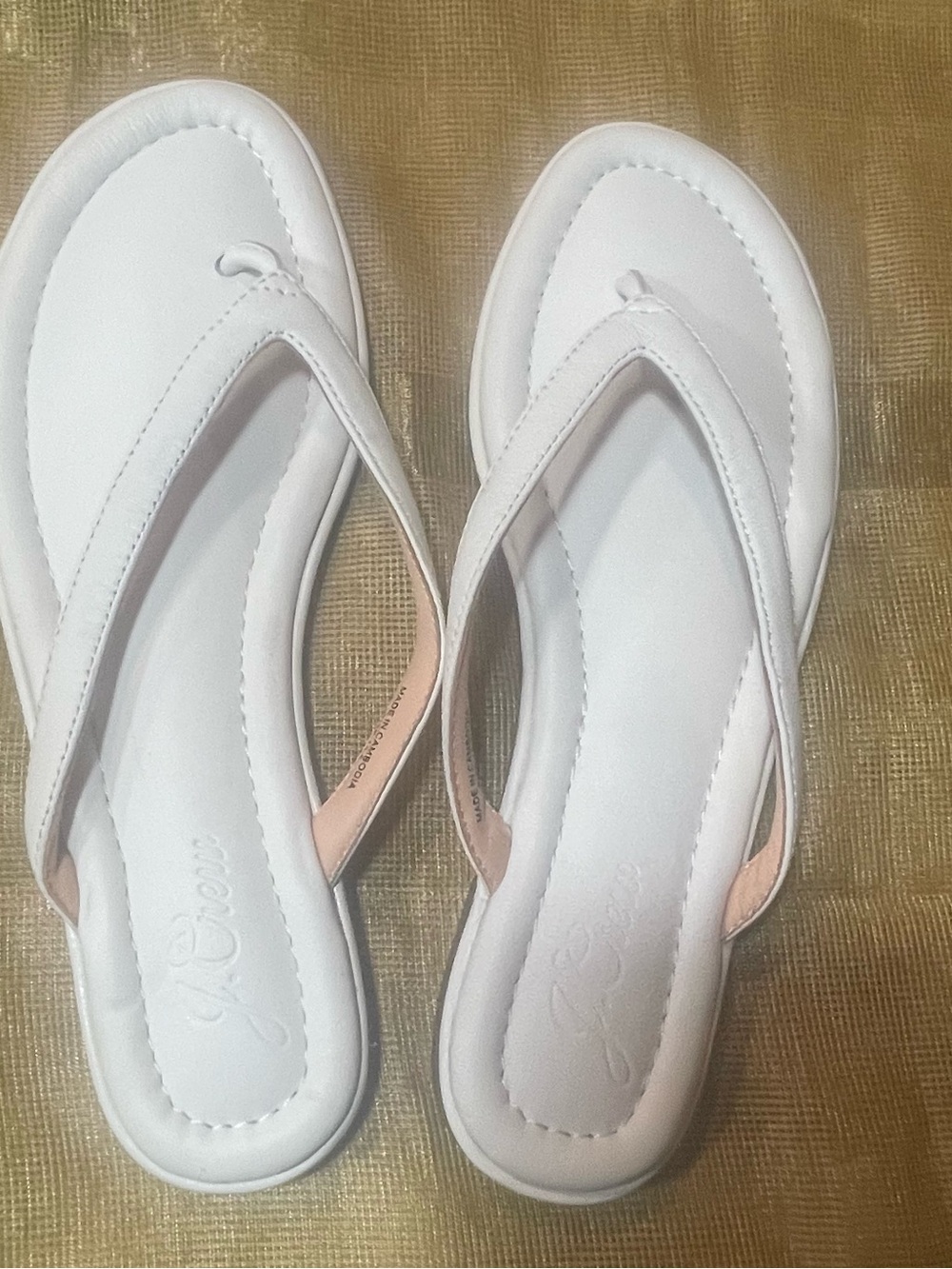 J. Crew White Cushioned Flip-Flop Sandals